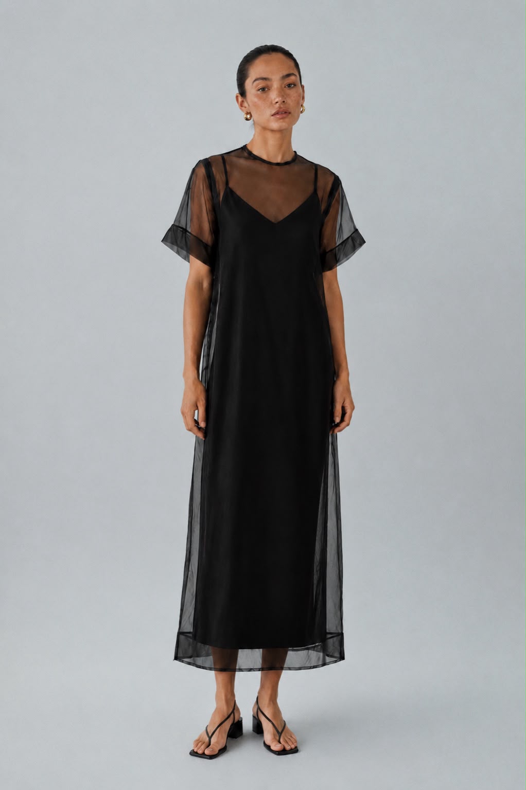 Vestido largo organza de seda